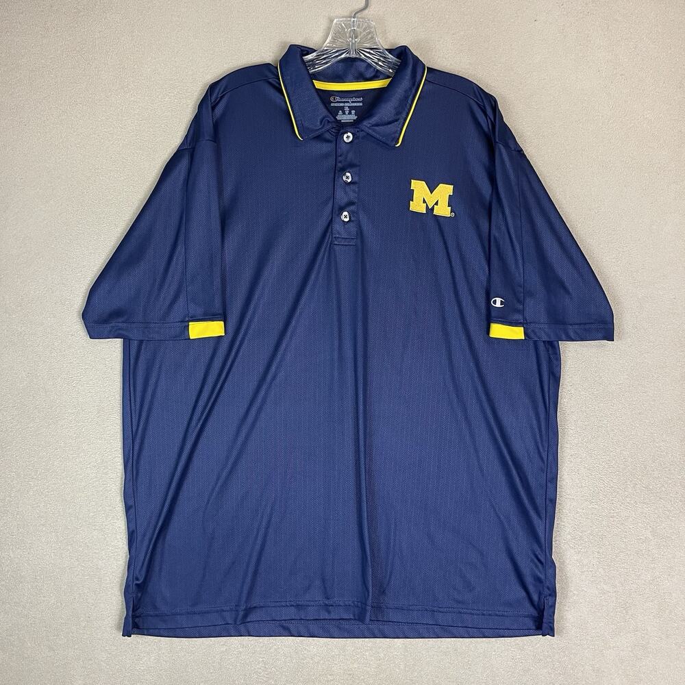 Champion Polo Shirt Mens XL Blue University Of Michigan‎ Wolverines Embroidered